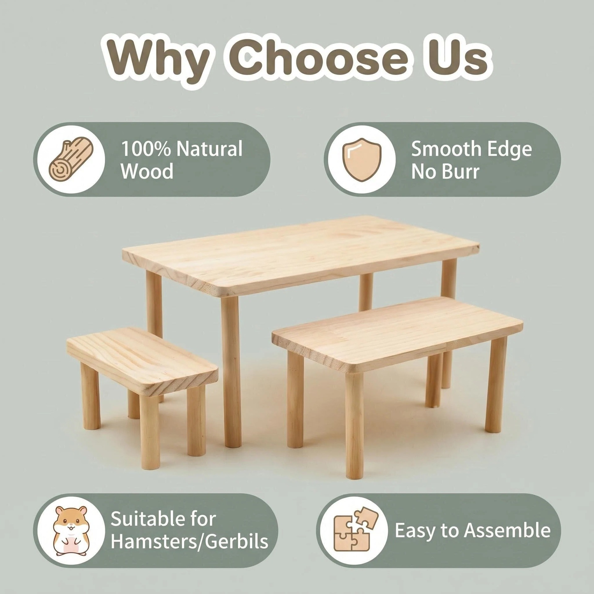 Wooden Hamster Hideout House Platform Habitat Decor Toy Set