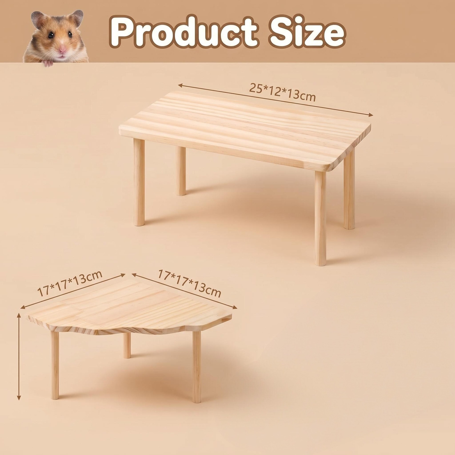 Wooden Hamster Hideout House Platform Habitat Decor Toy Set detail