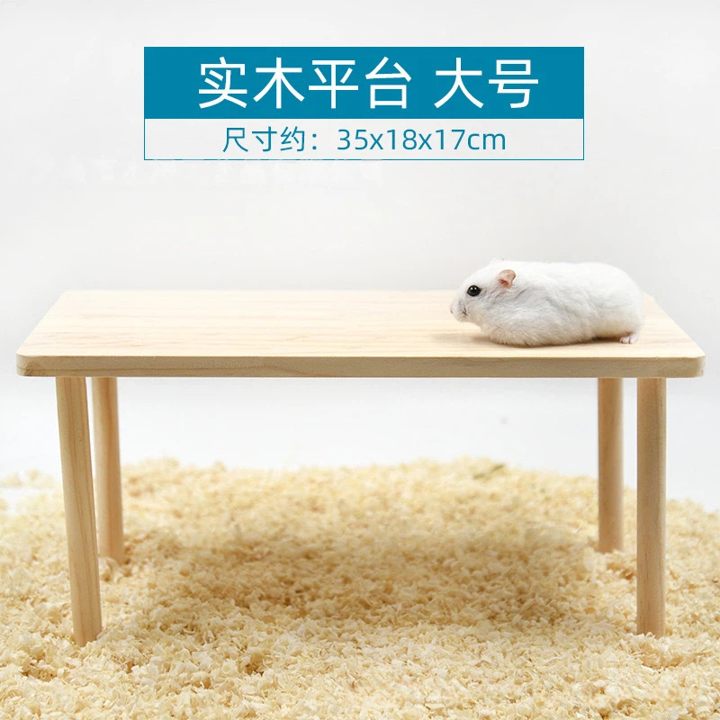 Wooden Hamster Hideout House Platform Habitat Decor Toy Set detail
