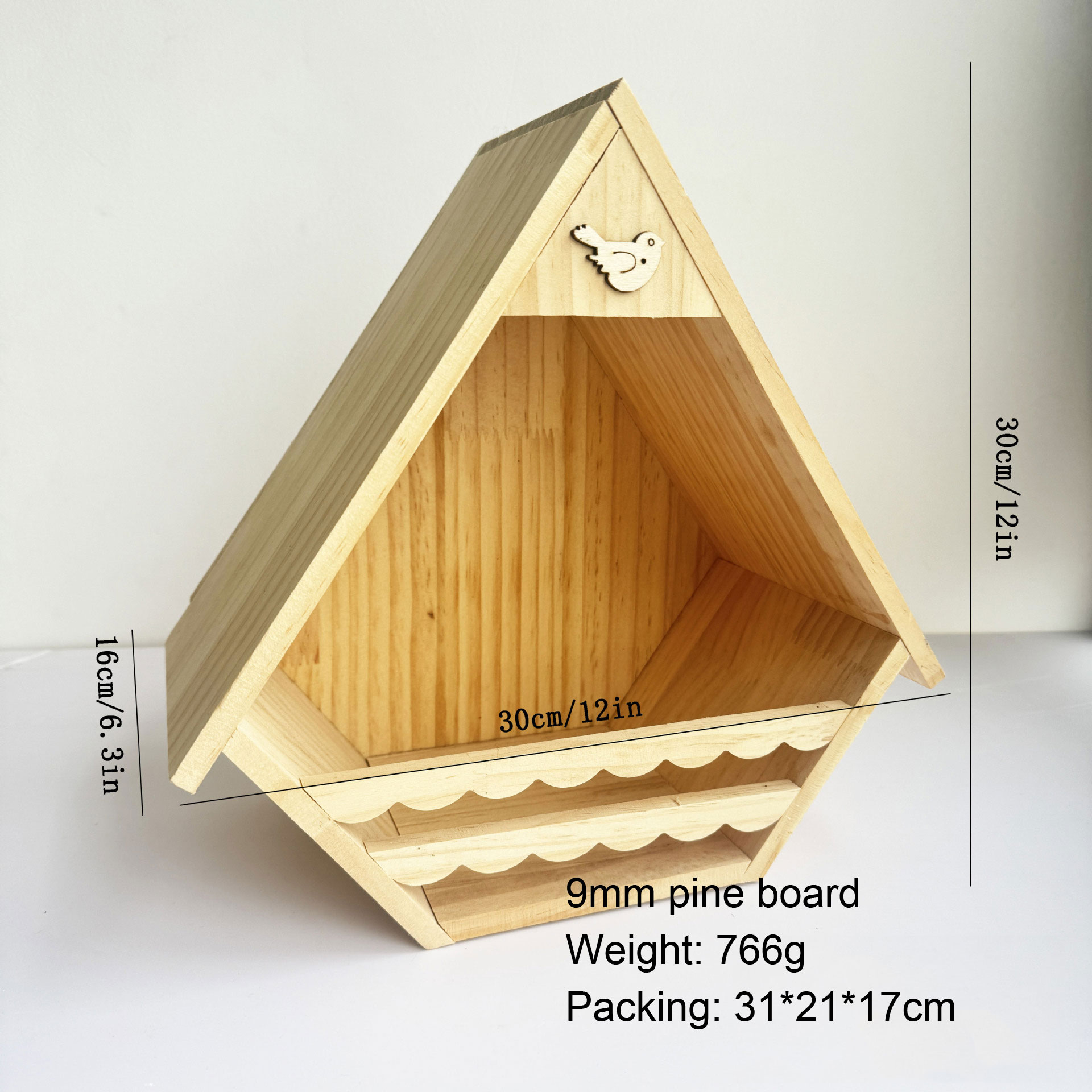 Outdoor Wooden Pigeon Breeding Nest Box with Overhanging Eave & Ventilation - Weather-Resistant Bird House for Garden, Aviary, Courtyard