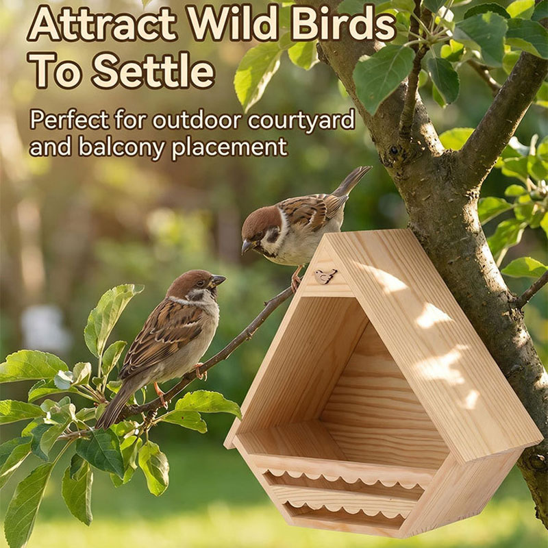 Outdoor Wooden Pigeon Breeding Nest Box with Overhanging Eave & Ventilation - Weather-Resistant Bird House for Garden, Aviary, Courtyard detail
