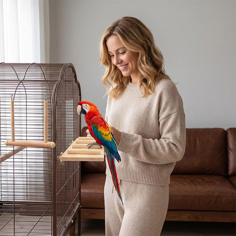 4-in-1 Wooden Bird Toy Set: Ladder, Swing, Hammock & Perch for Parrots, Cockatiels, Hamsters