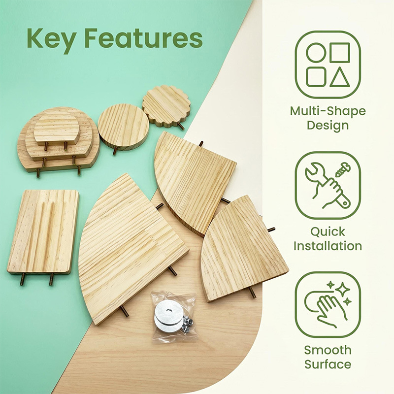 Wooden Semi-Circle Climbing Platform - Hamster Jump Board & Budgie Perch for Bird Cage Accessories