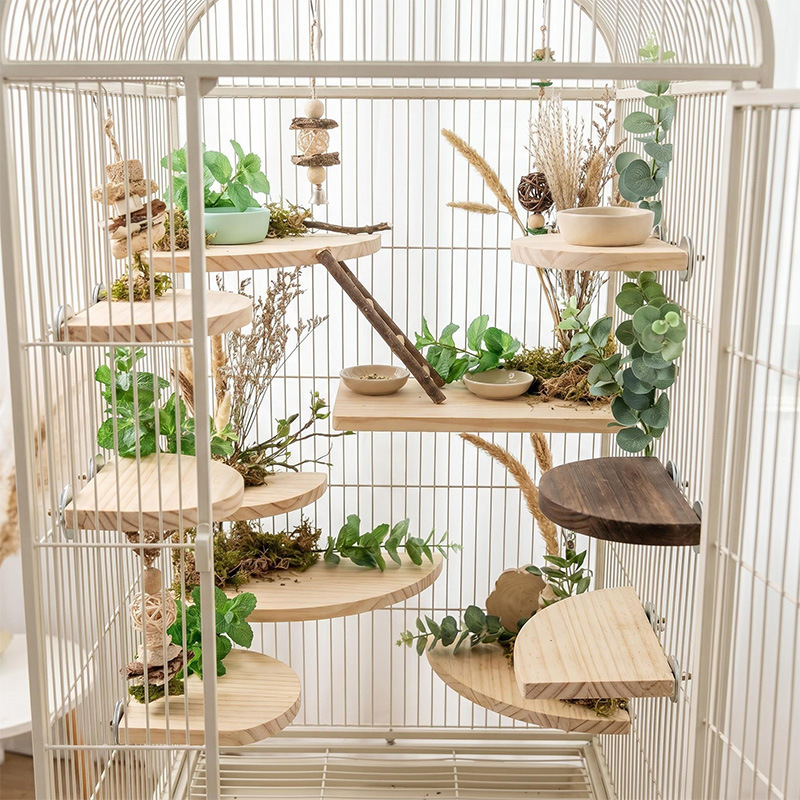 Wooden Semi-Circle Climbing Platform - Hamster Jump Board & Budgie Perch for Bird Cage Accessories