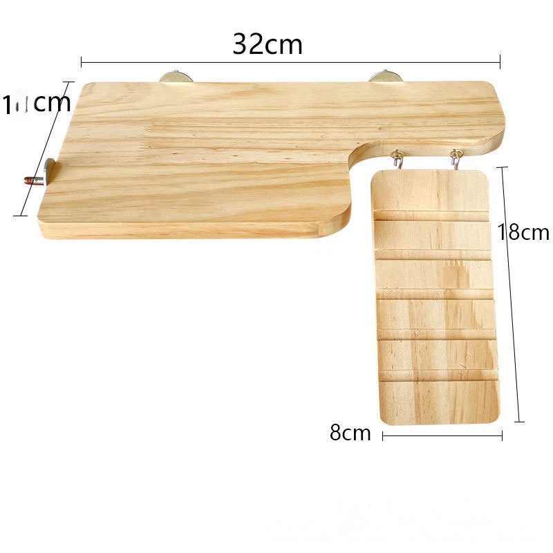 Wooden Semi-Circle Climbing Platform - Hamster Jump Board & Budgie Perch for Bird Cage Accessories detail